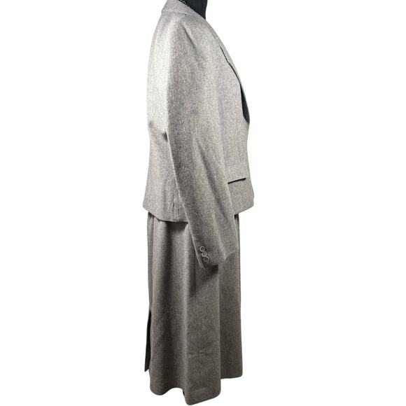 Vintage 80s Evan-Picone Wool Gray Skirt Suit Set Women’s 14 USA Runs Small - Picture 3 of 14